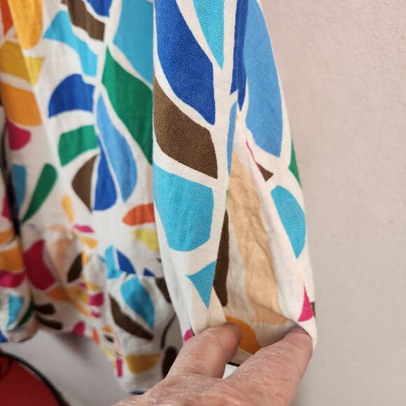 Tabitha Brown Target Mini Dress Women SZ LG Botanical Print Linen Blend Pockets - Picture 9 of 16